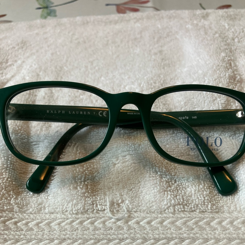 Ralph Lauren Dark Green Acetate Eyeglass Temples.Women’s Clear lenses glasses.